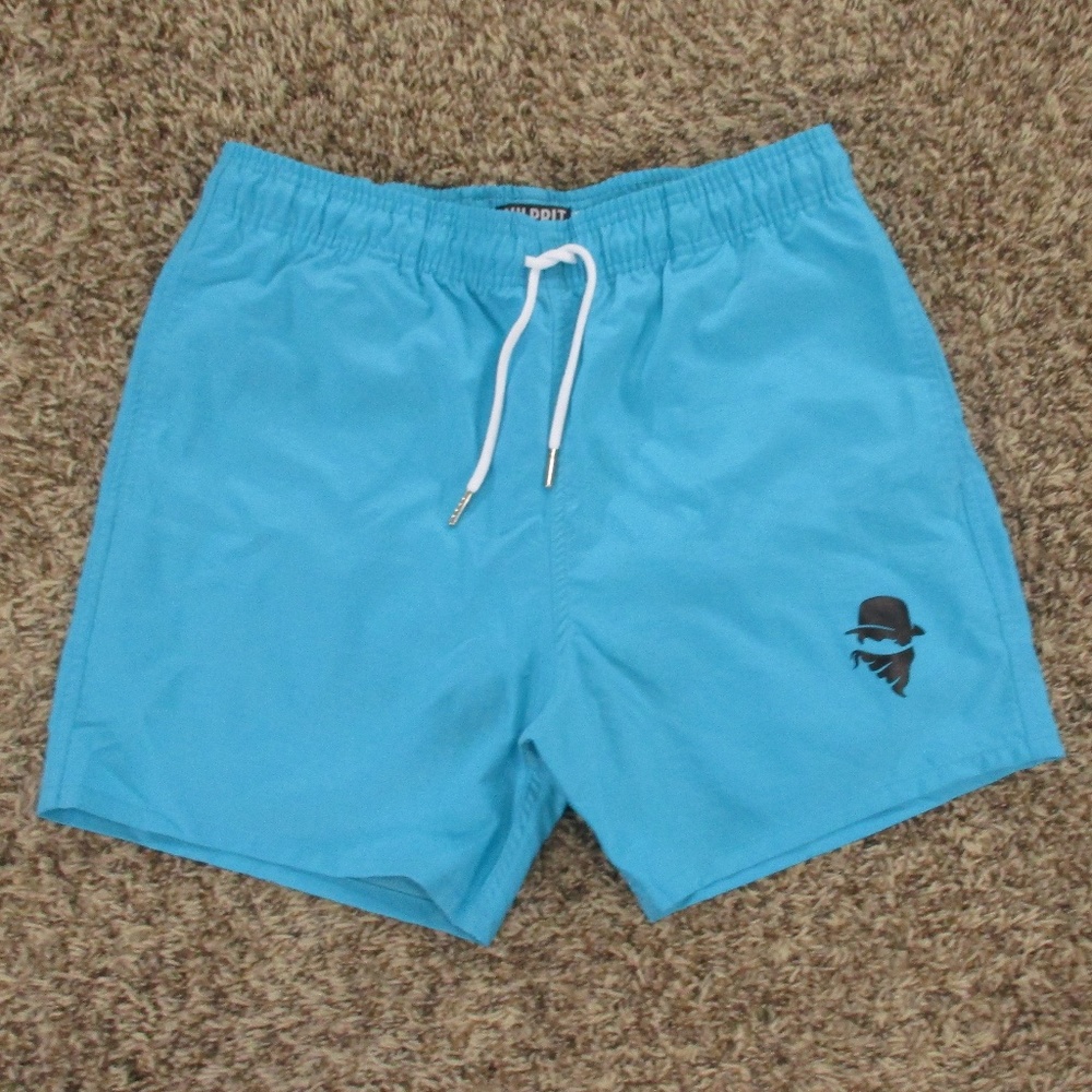 Culprit‎ Swim Trunks Men's Large Neon Blue Black Shorts Made In USA